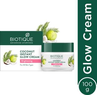 BIOTIQUE Coconut Brightening Instant Glow| Lightweight Face Cream| All Skin Types