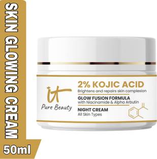 IT Pure Beauty 2% Kojic Acid Night Cream For Glass Skin & Dark Spots, Whitening Brightening