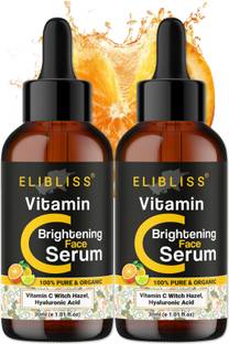 ELIBLISS Vitamin C Serum with Hyaluronic Acid for Brighter Skin, Anti-Ageing Pack of 2