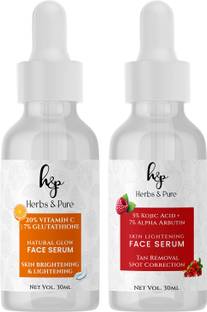 Herbs and Pure Skin Lightening 5 % Kojic and Natural Glow Vitamin C Face Serum 60 ML(Pack of 2)