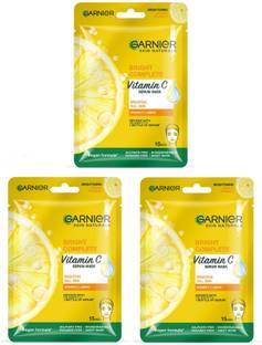Garnier Bright Complete Face Mask, Hydrating, Brightening & Anti-Dark Spots (PACK OF 3)