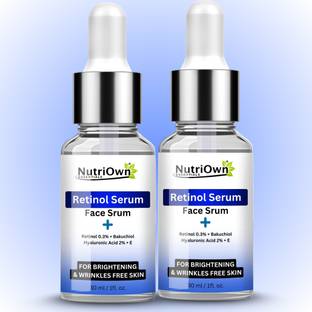 NutriOwn Retinol Face Serum with 0.3% Retinol, Bakuchiol & Hyaluronic Acid | Anti-Aging, Brightening & Wrinkle-Free Skin Pack of 2