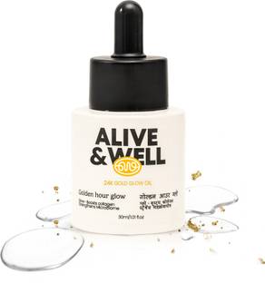 Alive & Well 24K Golden Hour Glow Facial Oil, with 24K Gold Flakes, for Glowing Skin