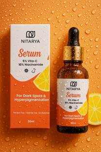 NITARYA Brightening Serum, 5% Vita, 10% Niacinamide Serum, Visibly Minimizes Spots, Reveals Even Skin Tone