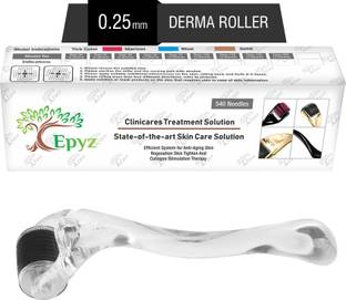 Epyz Derma Roller Cosmetic Micro Needling Instrument with 540 Needles for Acne, Skin, Hair Loss, With Free Storage Case [Transparant Black , 0.25mm ]pack of