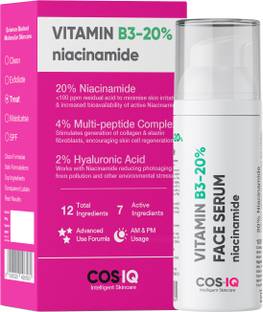 Cos-IQ Niacinamide Vitamin B3-20% High Dose Face Serum 30ml | With 1% Multi-Peptide Complex and 2% HA for Acne Marks, Blemishes, Spot Correction