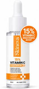 Skineva 15% Vitamin C Hyaluronic Acid Ferulic Acid Vitamin E Tri Collagen Blueberry Extract Face Serum...