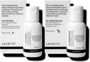 Lauritz Skin Rejuvenation Essential Duo | 2.5% Retinol + 3% Coenzyme Q10 Multi Peptide Skincare Set | Reduces Fine Lines, Wrinkles & Dark Spots | Boosts Collagen, Firms & Brightens Skin | Suitable for All Skin Types | For Women & Men