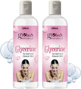 Globus Naturals Glycerine for Soft & Cleaner Skin, Moisturizing and Promotes Healing and Soothes Irritation, For All Skin Types, Set of 2
