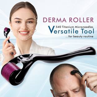 Fitmeasy Derma Roller 0.5mm 540 Micro Needles For Hair Growth, Acne Scars Removal Wrinkle