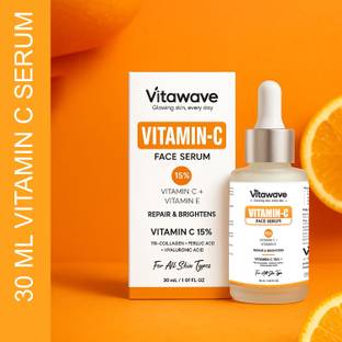 vitawave 15% Vitamin C Serum with Hyaluronic Acid & Tri-Collagen Vita C+E | Water-Based Serum For Anti...