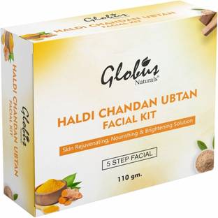 Globus Naturals Chandan Ubtan Brightening Lightening Facial Kit |5 Step Skin Whitening Kit |Paraben Free | Salon Grade| For All Skin Types, 110 gm