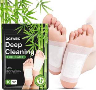 QOZWEID Deep cleansing foot patches with natural bamboo vinegar and ginger powder Foot care for detoxification, stress relief, pain relief, and removing dampness. Set of 10 patches