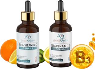 AuraQuint Combo 10% Niacinamide, 3% Alpha Arbutin,2% Salicylic Acid (30ml) + 20% Vitamin C With Niacinamide and Hyaluronic (30ml) Face Serum