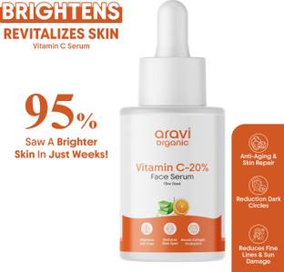 Aravi Organic 20% Vitamin C Face Serum For Glowing Skin | Radiant & Anti Aging Skin Repairs | Dark Circle | Fine Line & Sun Damages Corrector | Pigmentation Removal | White Beauty Anti Spot Fairness with Natural Botanicals