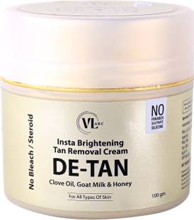 VLRAC Insta Brightening Tan Removal DE-TAN Cream with Clove Oil, Goat Milk & Honey. All Skin Type