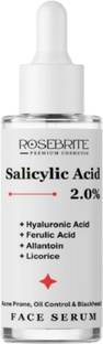 RoseBrite Salicylic Acid 2% Face Serum with Hyaluronic & Ferulic Acid For Clears Acne, Unclogs Pores, Hydrates & Brightens Skin – Gentle, Non-Drying Formula for Oily Skin