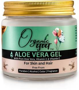 Organic Pushp Organic Pushp Aloe Vera Gel with Vitamin E & C – 200g | Pure & Natural | For Face, Hair & Skin | Paraben-Free & Non-Sticky