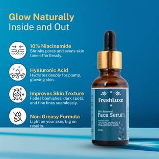 FreshLuxe Skin Renewal Face Serum | 10% Niacinamide & Hyaluronic Acid | Hydrating & Brightening |