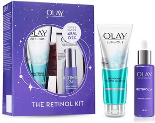 OLAY Retinol Kit for Overnight Repair Retinol Serum with Cleanser, Pack of 2