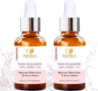EMERGE Professional 10% Niacinamide Face Serum for Acne Marks, Blemishes & Oil Balancing with Zinc