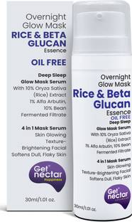 Get Nectar Happiness Overnight Glow Mask Rice & Beta-Glucan (Oil Free) with Rice fermented, Beta-glucan & Bean Essence for Skin Glowing Texture-Brightening facial, Softens dull, & Younger-Look