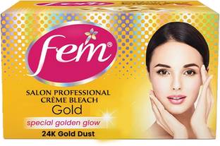 Fem Salon Professional Crme Bleach Gold 212gm Special Golden Glow 24K Gold Dust