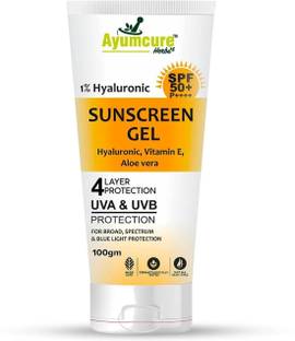 Ayumcure 1% Hyaluronic Sunscreen Gel | SPF 50 PA++++ | No White Cast, Light Feel