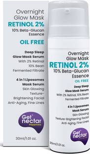 Get Nectar Happiness Retinol Night Cream Mask | Anti-ageing, Discover Youthful & Glowing Skin | For Wrinkles, Fine Lines | Dry, Acne Prone, Normal Skin | Men and Women | Korean Beauty