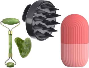 RUGY Facial Massager Jade Roller & Gua Sha &Hair Scalp & Ice Massager combo offer