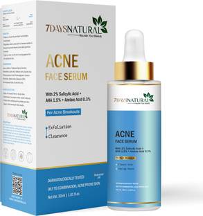 7days natural Acne Control Face serum with 2% salicylic acid+ Azelaic acid for clear acne Breakouts and radiant glow