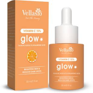 vellasio 15% Vitamin C Serum with Hyaluronic Acid & Kojic Acid | Water-Based Serum for Skin Brightening | Suitable for All Skin | For Men and Women