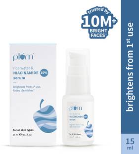 Plum 10% Niacinamide & Rice Water Face Serum | Clear & Bright Skin | Dermat-Tested