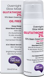 Get Nectar Happiness Overnight Glow Mask 2% Glutathione (Oil Free) with 10% Been Fermented Filtrate Essence for Skin Glowing Texture-Brightening facial, Skin Illumination