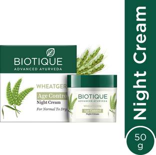 BIOTIQUE Wheat Germ Anti- Ageing Night Cream Reduces Fine Lines & Lightens dark Spots