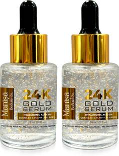 Manisa Beaute 2% Hyaluronic Acid 24K Gold Face Serum for Hydration & Glow | Ideal for Dry Skin