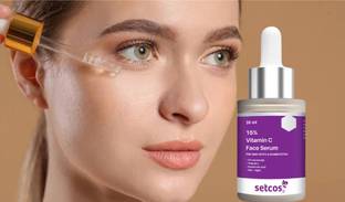 SETCOS 15% Vitamin C Face Serum with 5% Niacinamide And Hyaluronic Acid | For Skin Radiance & Non Irritating & Non Sticky | Brightening Serum for Dull Skin | Reduces Dark Spots | Treats Pigmentation |
