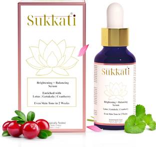 Sukkati Brightening + Balancing Serum Enriched with Lotus, Gotukola and Cranberry | Even Skin Tone in 2 Weeks | Dermatologically Tested | For All Skin Types