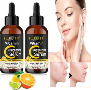 ELIBLISS Vitamin C Serum with Hyaluronic Acid for Brighter Skin, Anti-Ageing Pack of 2