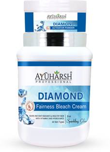 Ayuharsh Diamond Bleach Cream for Instant Fairness, Glowing Skin Facial Kit for Men Women