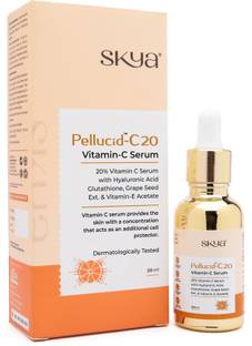 SKYA SKYA PELLUCID C20 20% VITAMIN C FACE SERUM WITH HYALURONIC ACID, GLUTATHIONE, GRAPE SEED EXTRACT & VITAMIN E FOR SKIN BRIGHTENING, SKIN WHITENING, ANTI AGEING, WRINKLE REDUCTION, FINE LINE REDUCTION & IMPROVES COLLAGEN SYNTHESIS