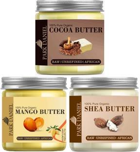 PARK DANIEL 100% Natural Mango Butter, Shea Butter & Cocoa Butter - RAW, UNREFINED & AFRICAN- For Moisturization of Body and Skin Combo Pack 3 Jars of 50 gms(150 gms)