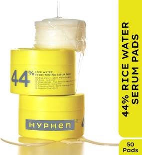 HYPHEN 44% Rice Water Brightening Face Serum Pads | Reduces Dark Spots with 5%(Niacinamide, Alpha Arbutin & Yuzu) | Pads Pre-Soaked in Serum for Glowing Skin | For Even Skin Tone - 50N
