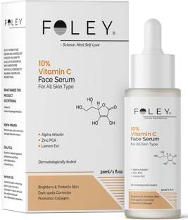 FOLEY Vitamin C 10% Serum for Glowing Skin With Alpha Arbutin, Ferulic Acid, Zink PCA