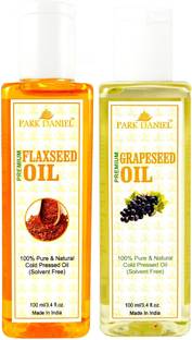 PARK DANIEL Organic Flaxseed oil and Grapeseed oil - Natural & Undiluted combo of 2 bottles of 100 ml (200 ml)