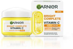 GARNIER Bright Complete Vitamin C Serum Cream with SPF40, Sun Protection & Brightening