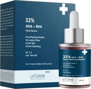 Le’Corise 32% AHA + BHA Peeling Solution Helps to Deeply Exfoliate and Gives Glow to Skin, Reduces Fine Line and Wrinkles, Reduces Pigmentation and Evens the Skin Tone | For 10 Min Weekend Exfoliation For Men and Women All Skin Type |