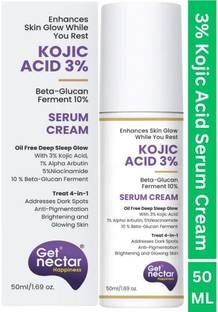 Get Nectar Happiness Overnight Glow Mask Serum with 3% Kojic Acid 5% Niacinamide 1% Alpha Arbutin & 25% Beta-Glucan for Dark Spots, Anti-Pigmentation, Brightening, Glowing Skin