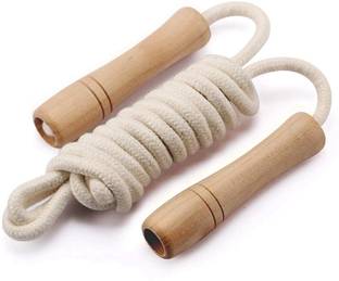 Black Mountain Wooden Handle Adjustable Cotton Rope For Men & Women Jumping Rope Freestyle Skipping Rope