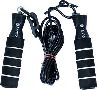 RASCO ADJUSTABLE SKIPPING ROPE FOAM HANDLE BALCK Freestyle Skipping Rope